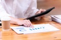 Hand of a businesswoman used a tablet working In the office room Royalty Free Stock Photo