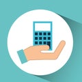 Hand calculator finance icon