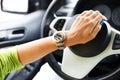 Hand on a car horn Royalty Free Stock Photo