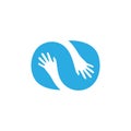 Hand care blue pure concept logo vector