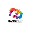 Hand care logo with charity design colorful, abstract style Royalty Free Stock Photo