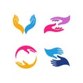 hand care logo design template. hand care vector icon