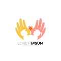 Hand care logo template, children design with social icons Royalty Free Stock Photo