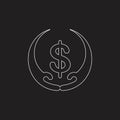 Hand care money dollar outline symbol vector