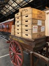 Hand cart and wooden fish boxes