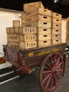 Hand cart and wooden fish boxes