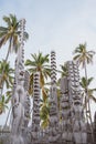 Hand carved wooden Hawaiian tiki statues in Hawaii Royalty Free Stock Photo