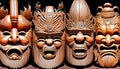 hand carved wooden ritual masks