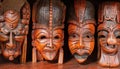 hand carved wooden ritual masks Royalty Free Stock Photo