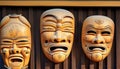 hand carved wooden ritual masks