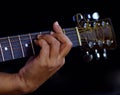 Hand catching guitar. an example for the guitar chords.Fi Royalty Free Stock Photo