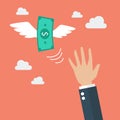 Hand catching a money fly Royalty Free Stock Photo