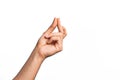 Hand of caucasian young man showing fingers over isolated white background snapping fingers for success, easy and click symbol