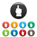 Hand censorship icons set color