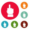 Hand censorship icons circle set vector
