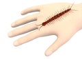 Hand with centipede