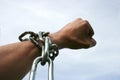 Hand in chain figthing for freedom Royalty Free Stock Photo