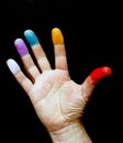 Hand Chakras on a black background. Royalty Free Stock Photo