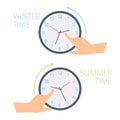 The hand change time on the clock to wintertime, summertime. Royalty Free Stock Photo