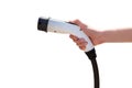 Hand with charger for electric car i