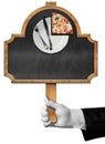 Template for a Pizza Menu with Empty Blackboard Isolated on White Background
