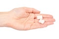 Hand with chewing gum, dental care, freshness