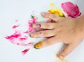 Hand of child while doing fingerpaint