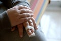 Hand of a child with splinted fingers