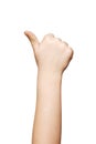 Hand of a child, thumbs up on a white background Royalty Free Stock Photo