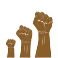 Hand of child, woman and man clenched into a fist. Figth for your rights. Vector Royalty Free Stock Photo