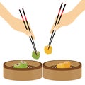 Hand Chopsticks Chinese food Dim sum Royalty Free Stock Photo