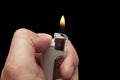 Hand with a cigarette lighter Royalty Free Stock Photo