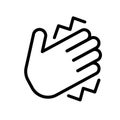 Hand clap, crmp symbol. Simple black and white outline icon. Flat vector illustration. Isolated on white.