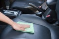 Hand cleaning the car interior