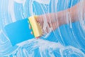 Concept of cleaning supplies needed to spring cleaning Royalty Free Stock Photo