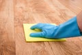A hand cleaning parquet floor Royalty Free Stock Photo