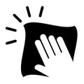 Hand with cleaning sponge vector icon