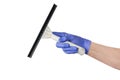 Hand cleaning with squeegee against a white background Royalty Free Stock Photo