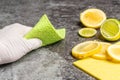 Cleaning the table with lemon biological cleaning agents