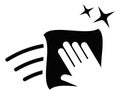 Hand with cleaning wipe vector icon, disinfection symbol