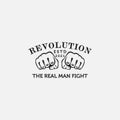 Hand clenched monochrome logo,fist logo design revolution,sport logo,fight logo,vector template