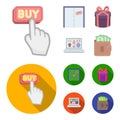 Hand, click, elevator, gift, box, door, online store and other equipment. E commerce set collection icons in cartoon Royalty Free Stock Photo