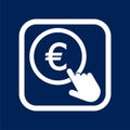 Hand Click icon. Currency exchange sign. Euro coin Royalty Free Stock Photo