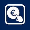 Hand Click icon. Currency exchange sign. Euro coin Royalty Free Stock Photo