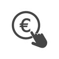 Hand Click icon. Currency exchange sign. Euro coin Royalty Free Stock Photo