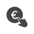 Hand Click icon. Currency exchange sign. Euro coin Royalty Free Stock Photo