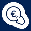 Hand Click icon. Currency exchange sign. Euro coin Royalty Free Stock Photo