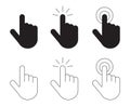 Hand click icons set. Clicking pointer hand vector symbols in outline style Royalty Free Stock Photo