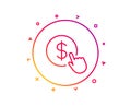 Hand Click line icon. Currency exchange sign. Vector Royalty Free Stock Photo