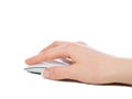 Hand click on modern computer mouse Royalty Free Stock Photo